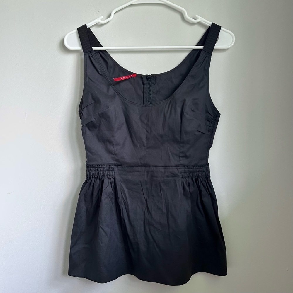 Prada Black Peplum Top